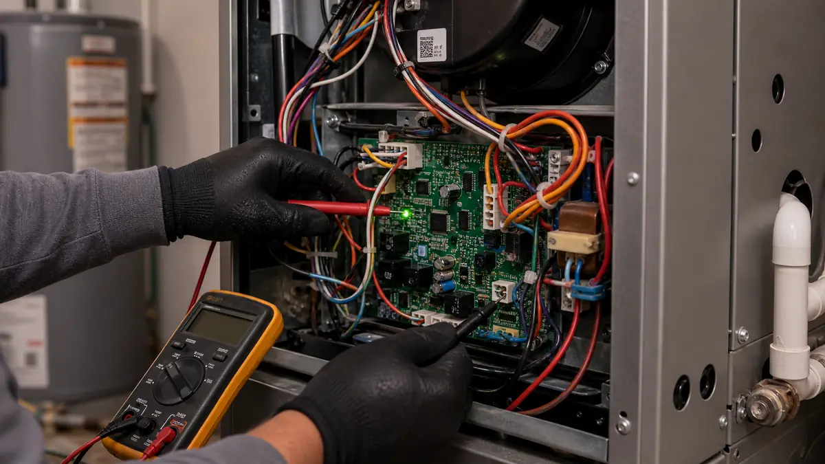 Trane furnace status LED flashing a fault code during a Glendale diagnosis