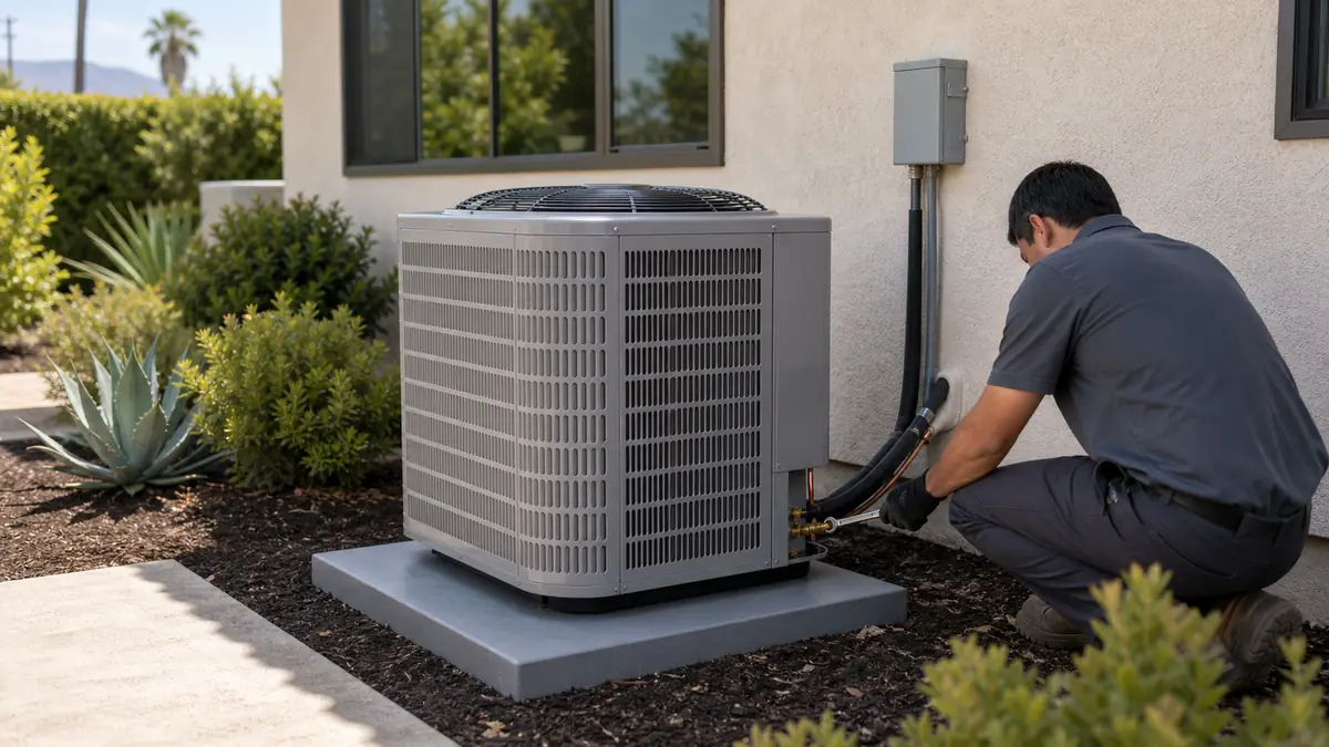 New Trane condenser set on a pad at a Glendale home during installation